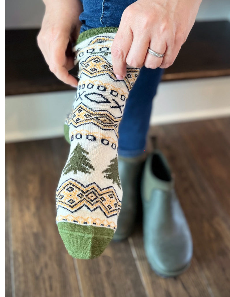Socks - Pine Tree Alpaca Socks by Warrior