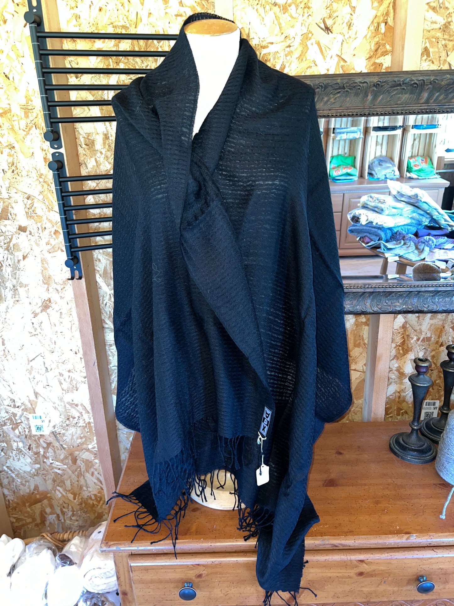 Shawl-Fine, Black Textured