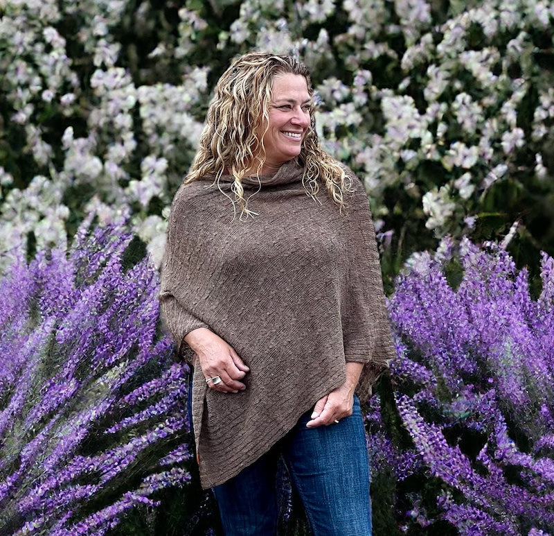 Poncho- Alpaca Merino Wool Delicate Cable