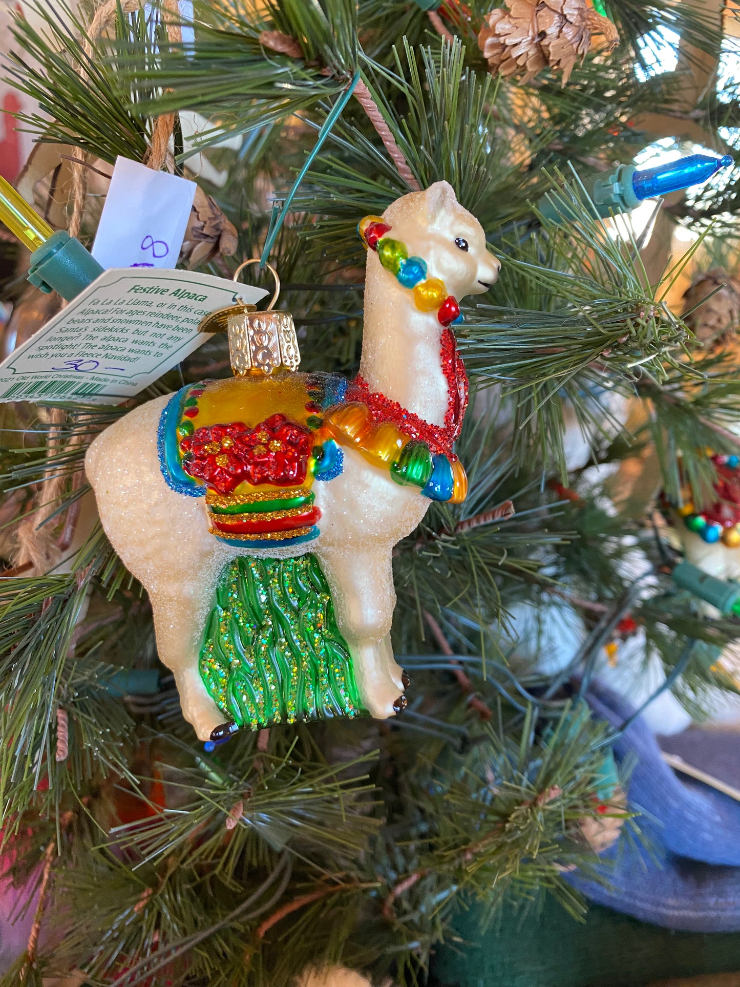 Christmas - Alpaca Glass Ornament
