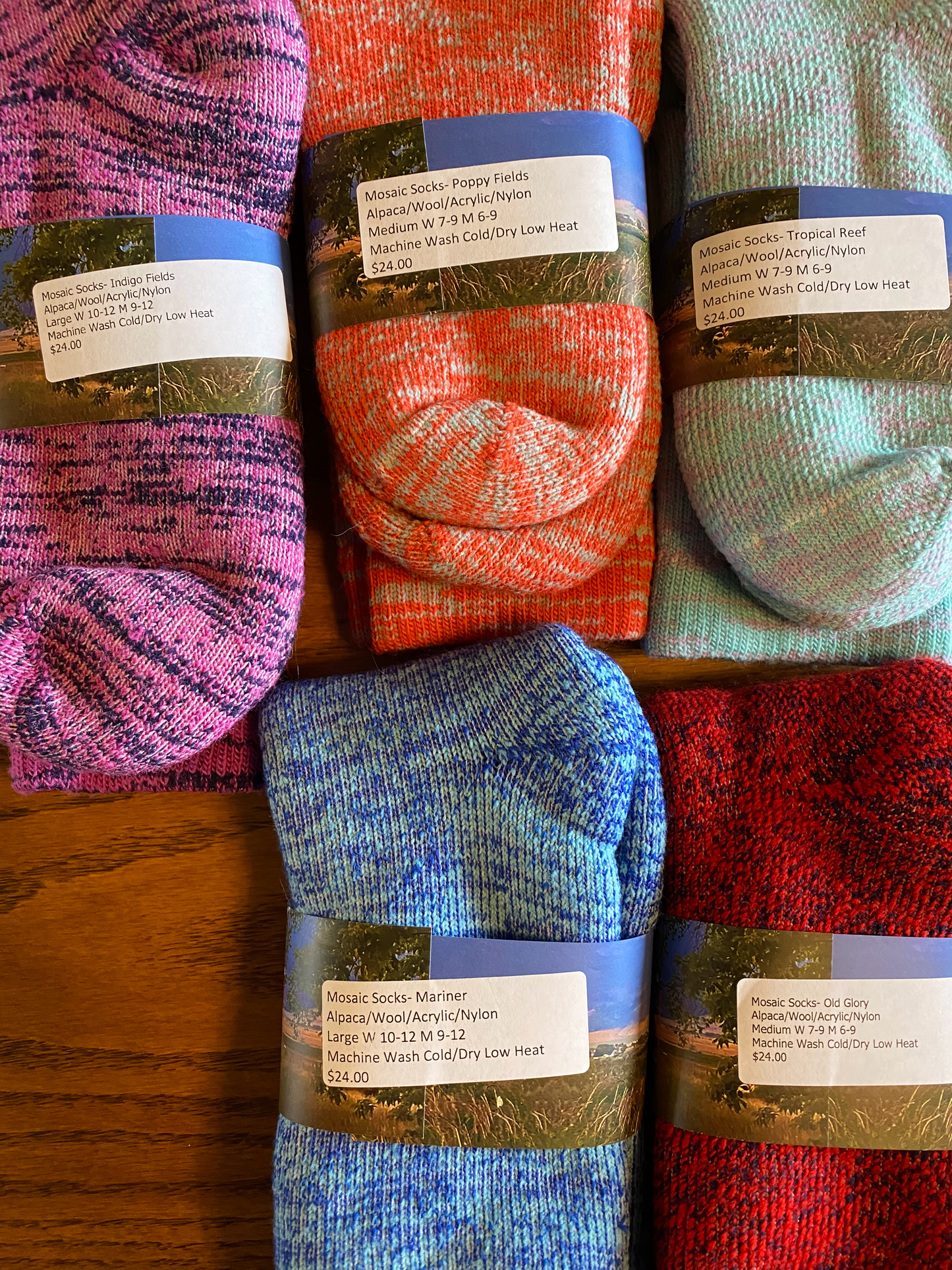 Socks- Alpaca/Merino Wool Blend-Mosaic Colors