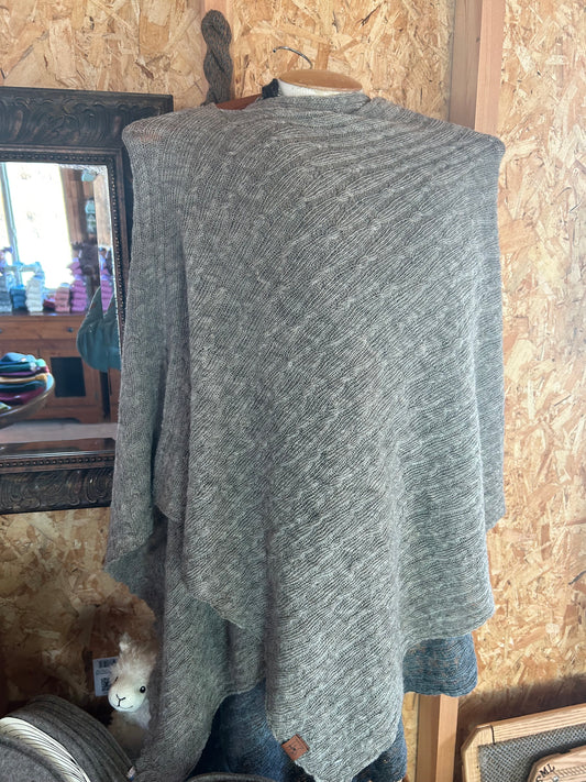Alpaca Light-Weight Cable Knit Poncho