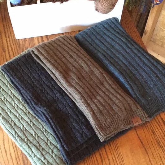Alpaca Wool Ribbed and Cable Knit Scarves